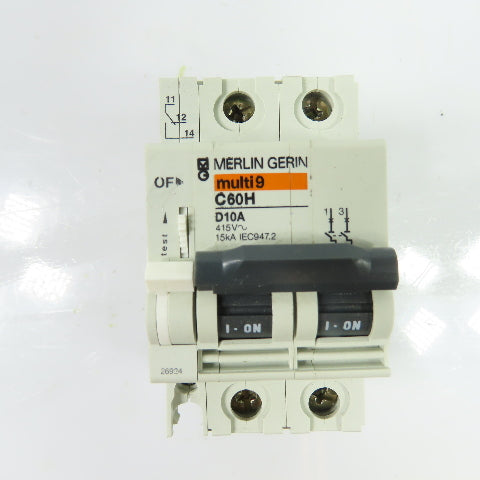 Merlin Gerin C60H D10A Multi 9 10A 2-Pole Circuit Breaker 415V