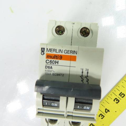 Merlin Gerin C60H D6A Multi 9 6A 2-Pole Circuit Breaker 415VAC