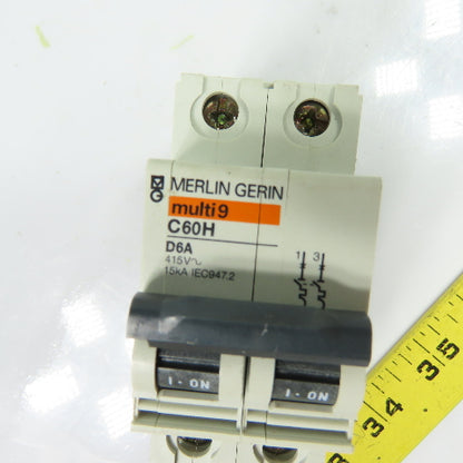 Merlin Gerin C60H D6A Multi 9 6A 2-Pole Circuit Breaker 415VAC