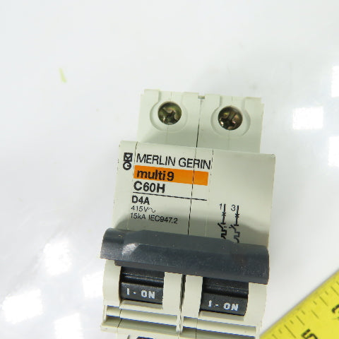 Merlin Gerin C60H D4A Multi 9 4A 2-Pole Type D Circuit Breaker 415V