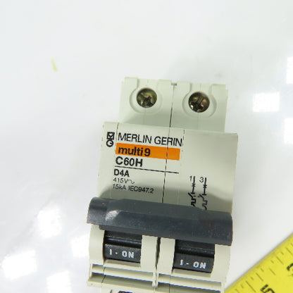Merlin Gerin C60H D4A Multi 9 4A 2-Pole Type D Circuit Breaker 415V