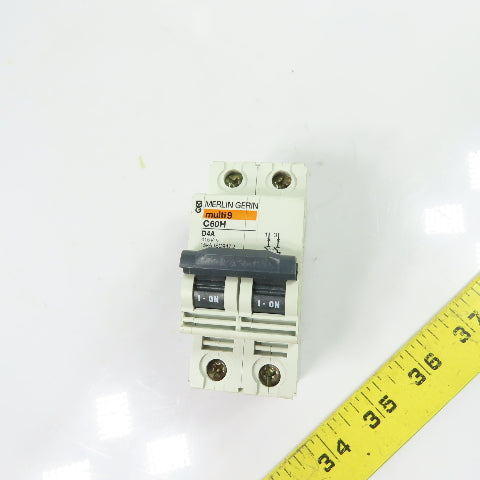 Merlin Gerin C60H D4A Multi 9 4A 2-Pole Type D Circuit Breaker 415V