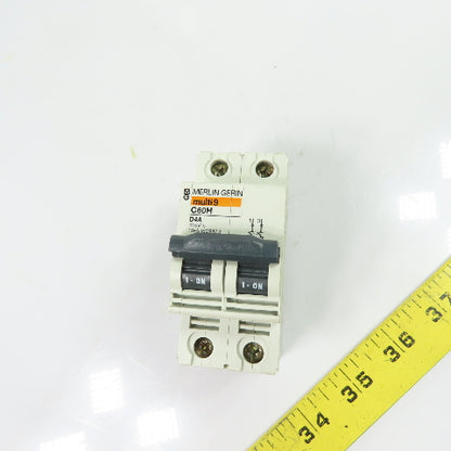 Merlin Gerin C60H D4A Multi 9 4A 2-Pole Type D Circuit Breaker 415V