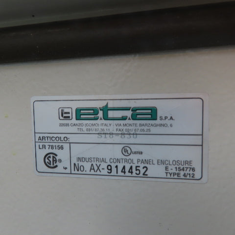 ETA ST8-830 NEMA 4/12 Electrical Enclosure 31.5" x 31.75" x 11.75" W/ Backplate