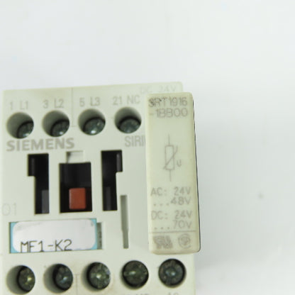 Siemens 3RT1016-1BB42 22A 3P IEC Contactor 24VDC Coil w/3RT1916-1BB00 Suppressor