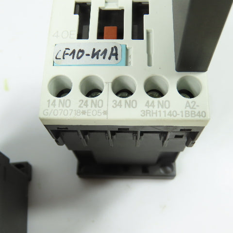 Siemens 3RH1140-1BB40 10A 600V Contactor 24VDC Coil w/Surge Suppressor Lot/2
