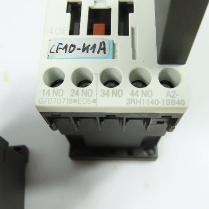 Siemens 3RH1140-1BB40 10A 600V Contactor 24VDC Coil w/Surge Suppressor Lot/2