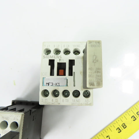 Siemens 3RT1016-1BB41 3P Contactor 24VDC Coil w/3RT1916-1BB00 Suppressor Lot/2