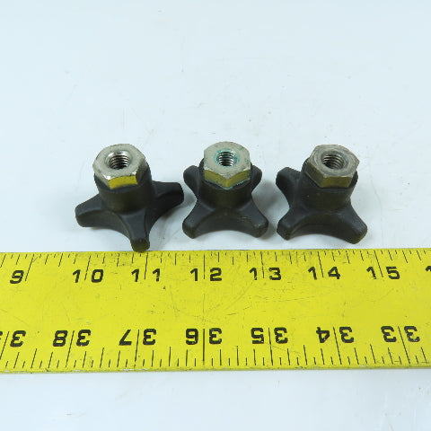 Valu Guide M10x2.5 Female Threaded 4-Lobe Star Hand Knob Clamping Knob Lot Of 3