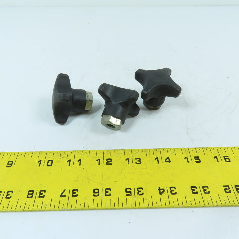 Valu Guide M10x2.5 Female Threaded 4-Lobe Star Hand Knob Clamping Knob Lot Of 3