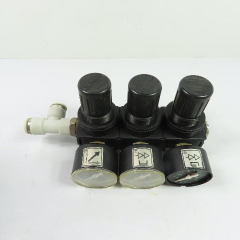 Rexroth 0821300713 3-Station Pneumatic Pressure Regulator 1/4"