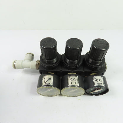 Rexroth 0821300713 3-Station Pneumatic Pressure Regulator 1/4"