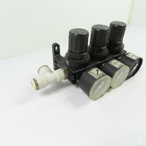 Rexroth 0821300713 3-Station Pneumatic Pressure Regulator 1/4"