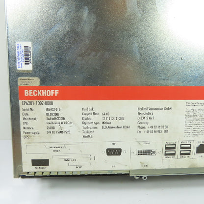 Beckhoff CP6201-1002-0000 Touchscreen Operator Interface Control Panel 24VDC