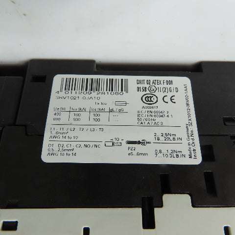 Siemens 3RT1016-1BB41 3RV1021-0JA10 0.7-1A Manual Motor Starter Protector 690V