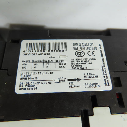 Siemens 3RV1021-4DA10 3RT1025-1B..0 20-25A Motor Starter Protector 690V