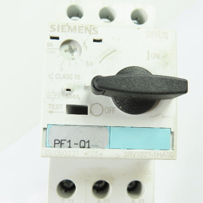 Siemens 3RT1016-1BB41 3RV1021-1HA10 5.5-8A Motor Starter Protector 690V