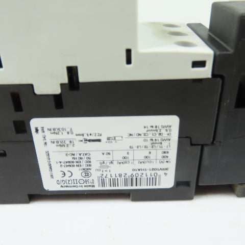 Siemens 3RT1016-1BB41 3RV1021-1HA10 5.5-8A Motor Starter Protector 690V
