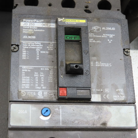 Square D NF442L2C 250A Panelboard Enclosure 600Y/347V 3Ph 4W w/ 200A Main