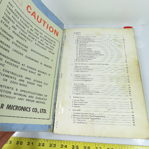 Star Micronics JNC-25 Swiss-Type Automatic Lathe Instruction Manual/Parts List