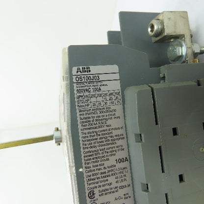 ABB OS100J03 100A 3-Pole Fusible Safety Disconnect Switch 600VAC