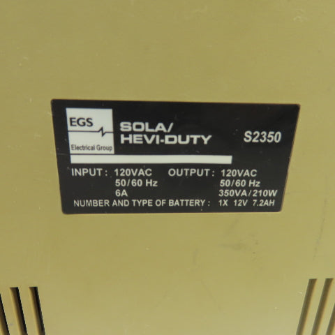 Sola/Hevi-Duty S2350 120VAC 350VA Uninterruptible Power Supply