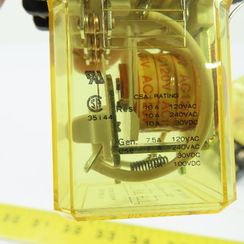Idec RR3B-U 11-Pin 3PDT Ice Cube Relay w/Socket Base 120VAC Lot Of 2