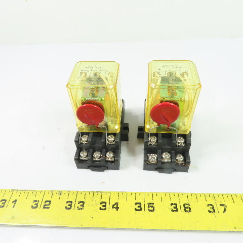 Idec RR3B-U 11-Pin 3PDT Ice Cube Relay w/Socket Base 120VAC Lot Of 2