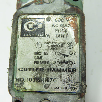 Cutler-Hammer 10316H187C Roller Lever Limit Switch 600V AC Pilot Duty