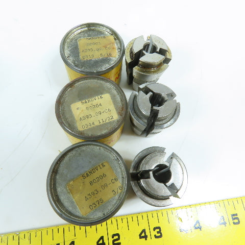 Sandvik C6 Flexi-Grip Spring Collet 3/8", 11/16", 1/2" 13/32" ETC Misc Lot Of 12