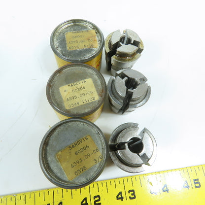 Sandvik C6 Flexi-Grip Spring Collet 3/8", 11/16", 1/2" 13/32" ETC Misc Lot Of 12