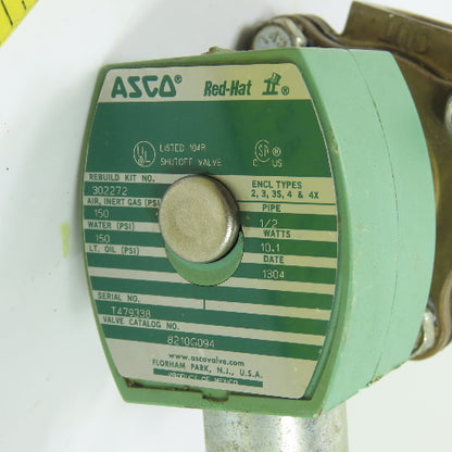 ASCO 8210G094 1/2" 2-Way Brass Solenoid Valve 110/120V Coil