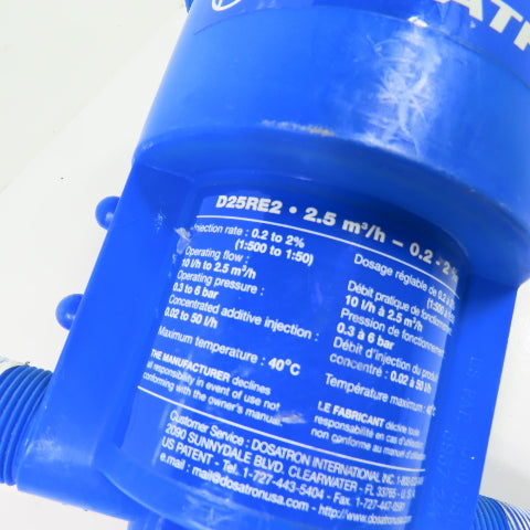 Dosatron D25RE2 11 GPM Water-Powered Chemical Injector Doser 1:500-1:50