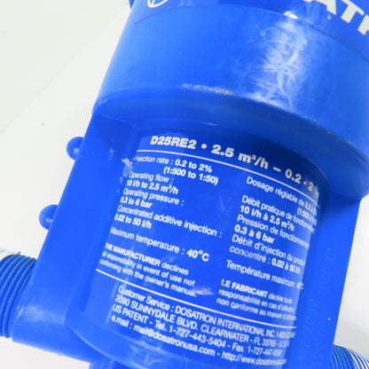 Dosatron D25RE2 11 GPM Water-Powered Chemical Injector Doser 1:500-1:50