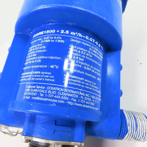 Dosatron D25RE1500 11GPM Water Dosing Injector Pump 1:1500-1:500