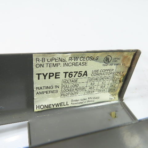 Honeywell T675A Thermostat Temperature Controller 0-100°F 120/240/277VAC