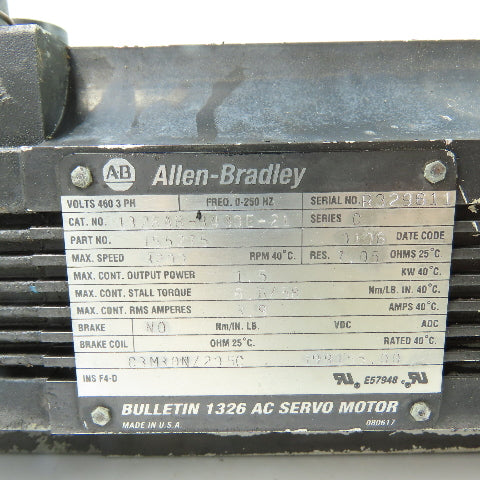 Allen-Bradley 1326AB-B430E-21 1.5kW AC Servo Motor 460V 3Ph 3200RPM