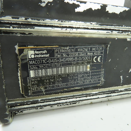 Indramat 223138 MAC071C-0-US-3-C/095-B-0/S001 AC Servo Motor 2000RPM IP65