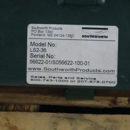 Southworth LS2-36 54" x 42" 2000LB Hydraulic Scissor Lift Table 115V 1PH 43" Max