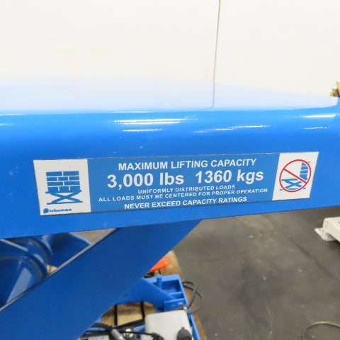 Bishamon L3K-3648 48" x 36" 3000LB Hydraulic Scissor Lift Table 115V 1PH