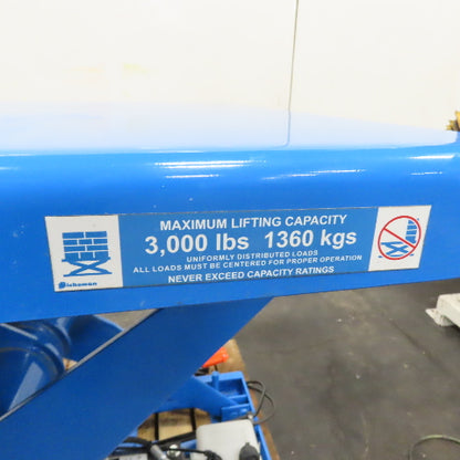 Bishamon L3K-3648 48" x 36" 3000LB Hydraulic Scissor Lift Table 115V 1PH