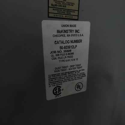 McKinstry 56-603612LP 60" x 36" x 12" Electrical Enclosure Cabinet w/ Back Plate