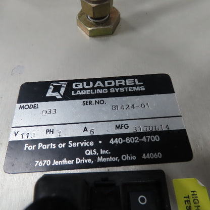 Quadrel Labeling Systems Model Q33 Print And Apply Labeling Machine 110V 1Ph