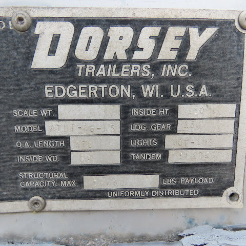 Dorsey AIDT-86-LS 48' Tandem Axle Semi Dry Van Storage Trailer 110" x 99" Inside