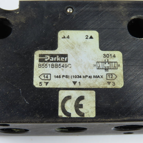 Parker B551BB549C 4-Way 3-Position Pneumatic Solenoid Valve 24VDC