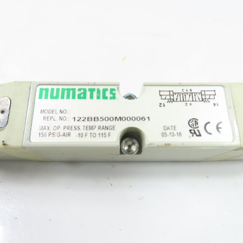 Numatics 122BB500M000061 24VDC Pneumatic Solenoid Directional Valve 150PSI