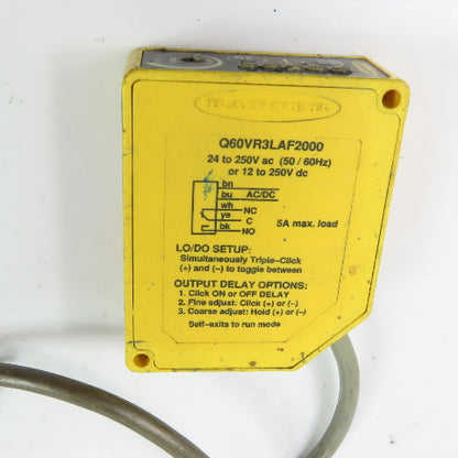 Banner Q60VR3LAF2000 Adjustable-Field Laser Sensor 24-250VAC