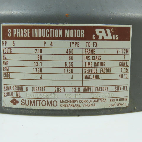 Sumitomo TC-FX DJ481WW-10 5HP Electric Motor Fan Cover