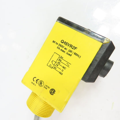 Banner Q45VR2F Photoelectric Fiber Optic Sensor Amplifier 90-250VAC