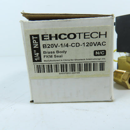 EHCOTECH B20V-1/4-CD-120VAC 1/4" NPT Brass Body Solenoid Valve N/C 120VAC